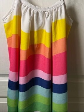 Girls Rainbow Stripe Tank Dress - Bright Multicolor